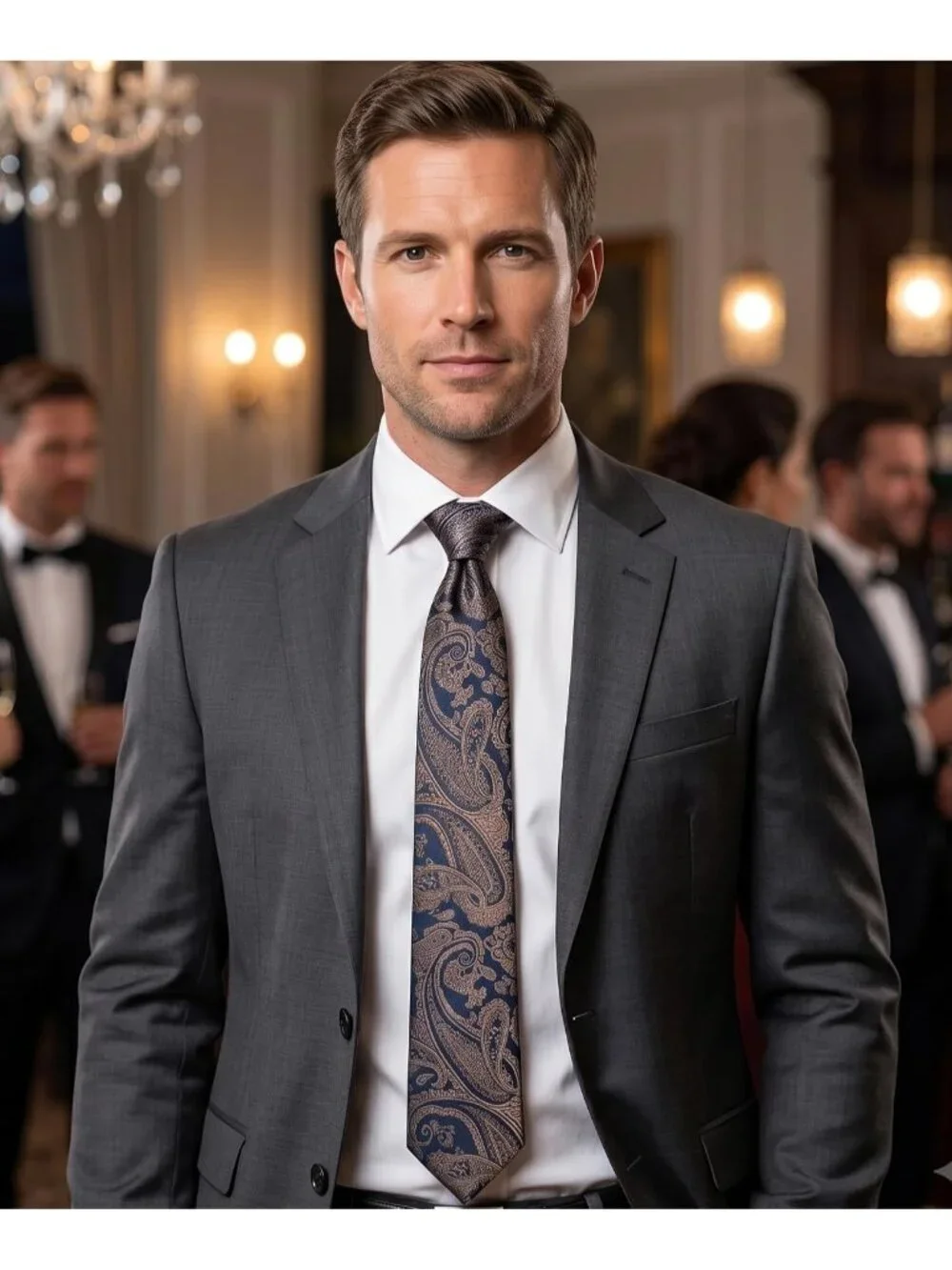 🆕Men Mocha 100%Microfiber Paisley Slim Formal Classic Necktie For Wedding Dress